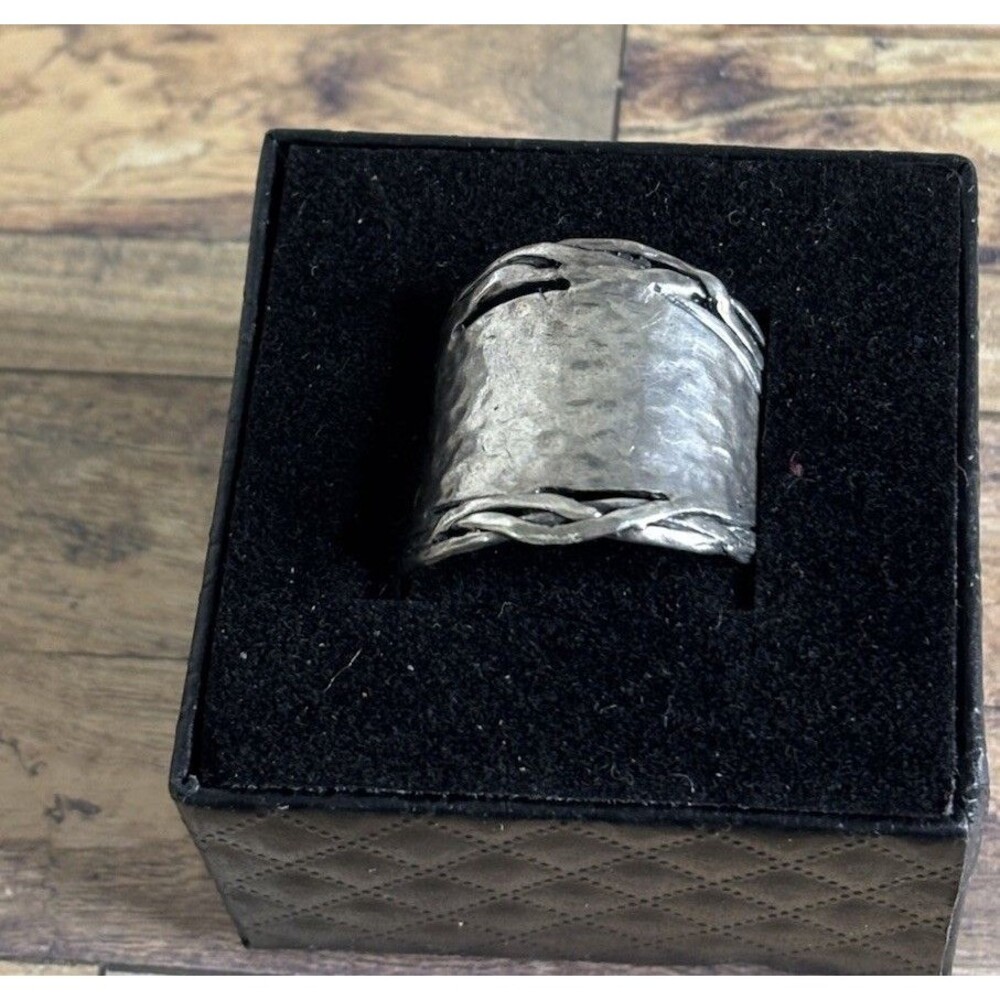 VTG ISRAEL Sterling Silver 925 Hammered Wide Cigar Band Ring Size 11 Men’s-7.31G